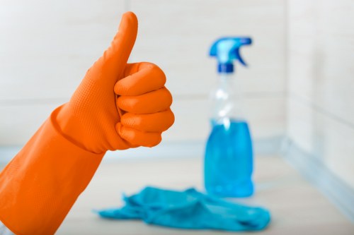 Cleaner working ethically in a professional carpet cleaning environment