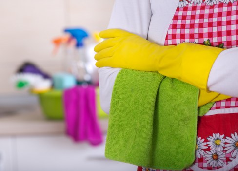 Cleaner washing hard-to-reach windows on a period home